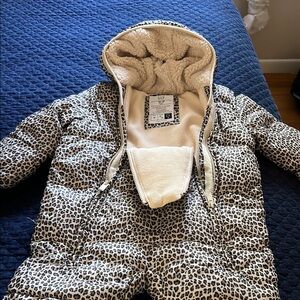 Leopard Print Baby Snowsuit with Hood